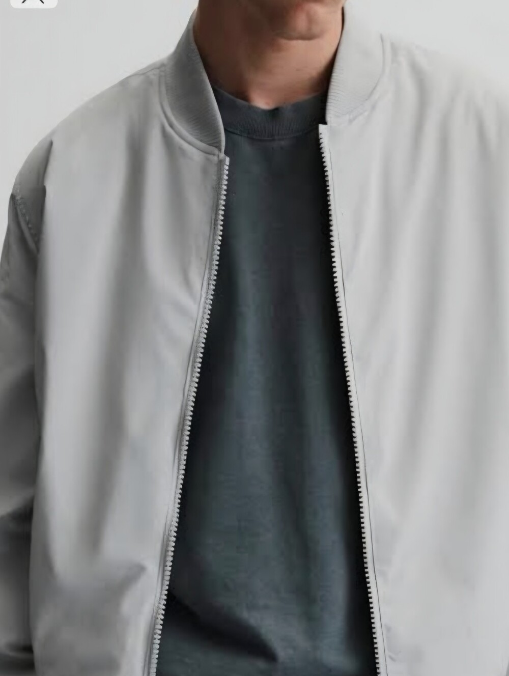 Zara Men's Light Grey Bomber Jacket